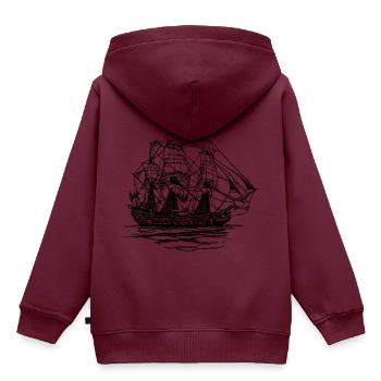 pirate ship boat pirat piratenschiff schiff skull1 - Kinder Premium Organic Hoodie - Burgunderrot - Hinten - AI Model Kid Female (0cm)