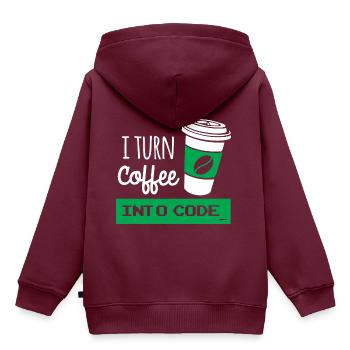 Ich drehe Kaffee in Code-Entwickler - Kinder Premium Organic Hoodie - Burgunderrot - Hinten - AI Model Kid Female (0cm)