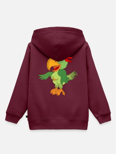 Papagei - Kinder Premium Organic Hoodie - Burgunderrot