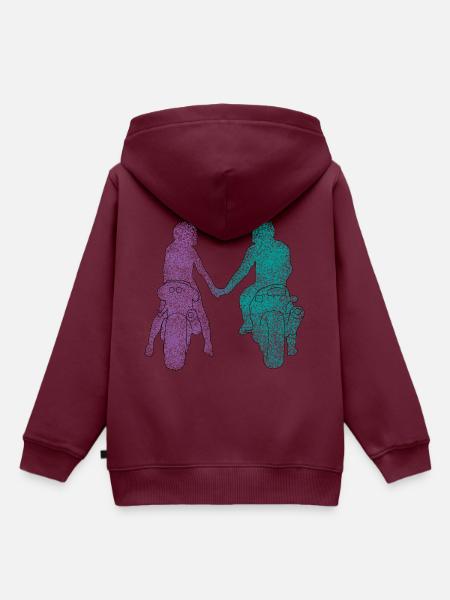 Motorradfahrer Paar - Kinder Premium Organic Hoodie - Burgunderrot