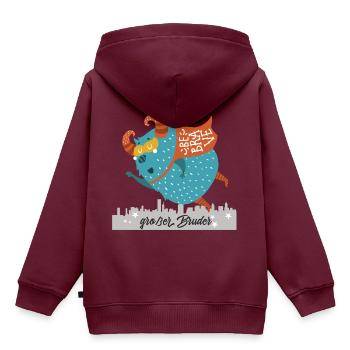großer Bruder Monster - Kinder Premium Organic Hoodie - Burgunderrot - Hinten - AI Model Kid Female (0cm)