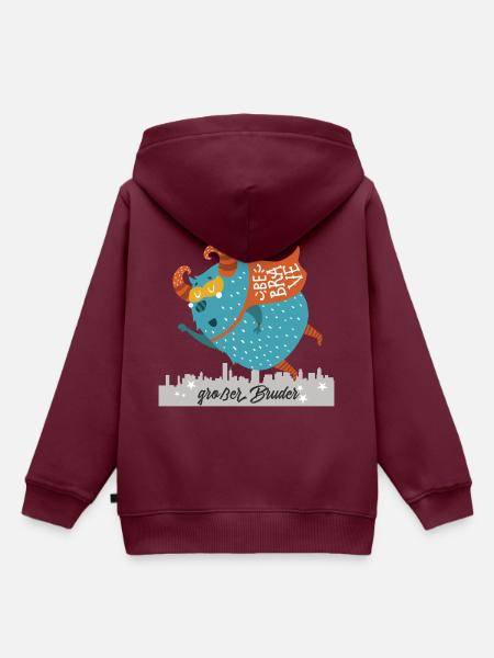 großer Bruder Monster - Kinder Premium Organic Hoodie - Burgunderrot
