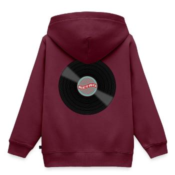 Retro Schallplatte Geschenkidee Musiker DJ Vinyl - Kinder Premium Organic Hoodie - Burgunderrot - Hinten - AI Model Kid Female (0cm)