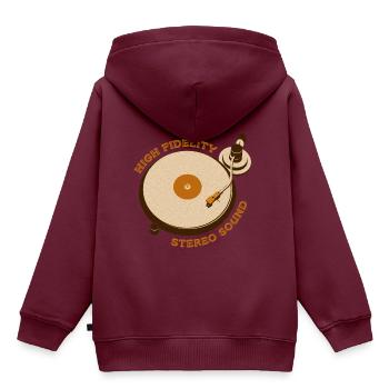 Plattenspieler Vinyl Schallplatte DJ Retro Vintage - Kinder Premium Organic Hoodie - Burgunderrot - Hinten - AI Model Kid Female (0cm)