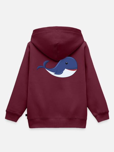 Wal Whale - Kinder Premium Organic Hoodie - Burgunderrot
