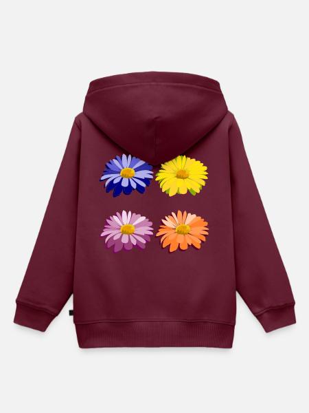 Blumen - Kinder Premium Organic Hoodie - Burgunderrot
