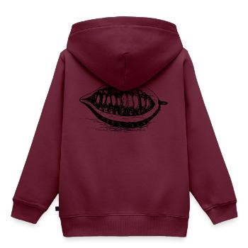 Kakao bohne - Kinder Premium Organic Hoodie - Burgunderrot - Hinten - AI Model Kid Female (0cm)
