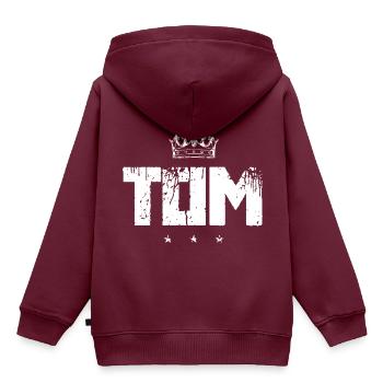 Tom - Kinder Premium Organic Hoodie - Burgunderrot - Hinten - AI Model Kid Female (0cm)