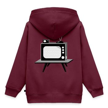 Fernseher - Kinder Premium Organic Hoodie - Burgunderrot - Hinten - AI Model Kid Female (0cm)