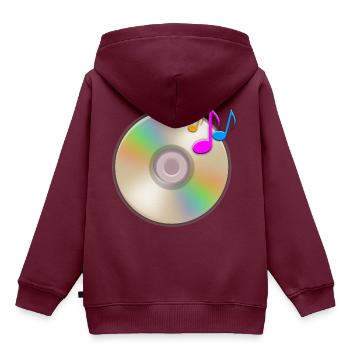 Musik CD schwebende Noten - Kinder Premium Organic Hoodie - Burgunderrot - Hinten - AI Model Kid Female (0cm)