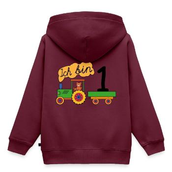 Ich bin 1 | Kindergeburtstag | Erster Geburtstag - Kinder Premium Organic Hoodie - Burgunderrot - Hinten - AI Model Kid Female (0cm)