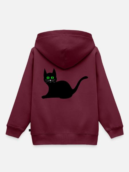 schwarze Katze - Kinder Premium Organic Hoodie - Burgunderrot