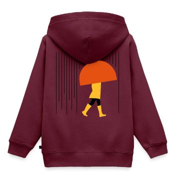 Mensch im Regen - Minimal - Kinder Premium Organic Hoodie - Burgunderrot - Hinten - AI Model Kid Female (0cm)
