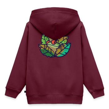 Frosch - Frösche im Teich - Kinder Premium Organic Hoodie - Burgunderrot - Hinten - AI Model Kid Female (0cm)