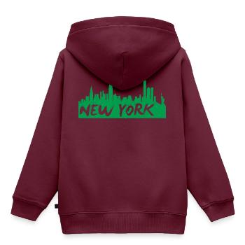 NEW YORK - Kinder Premium Organic Hoodie - Burgunderrot - Hinten - AI Model Kid Female (0cm)