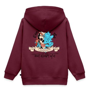Der Tod ist nicht das Gegenteil des Lebens, sondern ein Teil davon - Kinder Premium Organic Hoodie - Burgunderrot - Hinten - AI Model Kid Female (0cm)