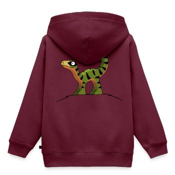 Raptor - Kinder Premium Organic Hoodie - Burgunderrot - Hinten - AI Model Kid Female (0cm)