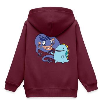 derpy Dragons - Kinder Premium Organic Hoodie - Burgunderrot - Hinten - AI Model Kid Female (0cm)