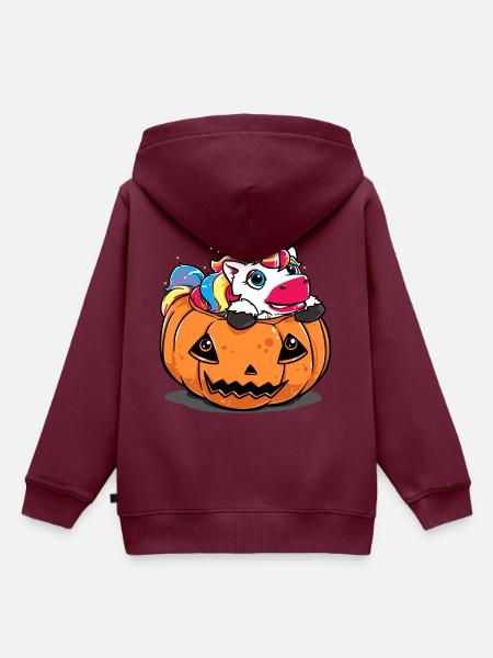 Halloween Kostüm lustig Katze süß Kürbis Geschenk - Kinder Premium Organic Hoodie - Burgunderrot