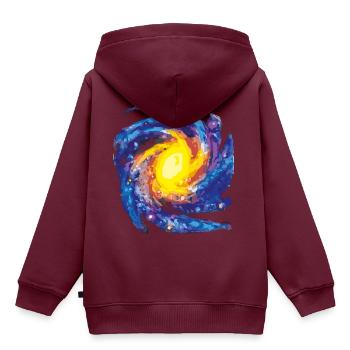Galaxie - Kinder Premium Organic Hoodie - Burgunderrot - Hinten - AI Model Kid Female (0cm)