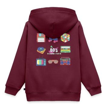 Multi Ultimate Fans der 80er Jahre A & Y - Kinder Premium Organic Hoodie - Burgunderrot - Hinten - AI Model Kid Female (0cm)
