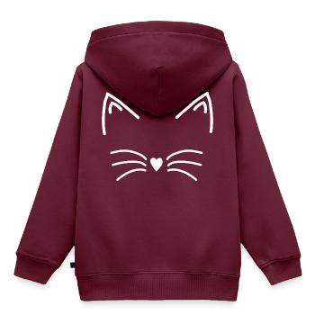Katzengesicht - Kinder Premium Organic Hoodie - Burgunderrot - Hinten - AI Model Kid Female (0cm)