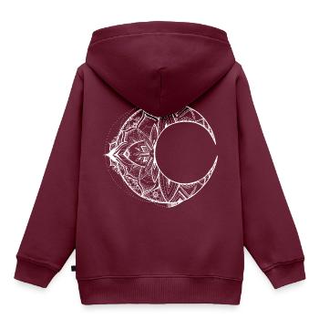 Halbmond Mandala in weiss - Kinder Premium Organic Hoodie - Burgunderrot - Hinten - AI Model Kid Female (0cm)
