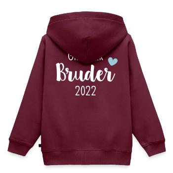 Großer Bruder 2022 / Big Brother 2022 / Herz - Kinder Premium Organic Hoodie - Burgunderrot - Hinten - AI Model Kid Female (0cm)