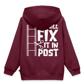 We Fix It In Post Cutter Geschenk Videoeditor Film - Kinder Premium Organic Hoodie - Burgunderrot - Hinten - AI Model Kid Female (0cm)