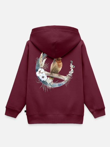 Rotkehlchen Vogelfreund Geschenk - Kinder Premium Organic Hoodie - Burgunderrot