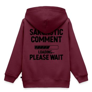 Sarkastischer Kommentar Laden Bitte warten Sarkasmus - Kinder Premium Organic Hoodie - Burgunderrot - Hinten - AI Model Kid Female (0cm)