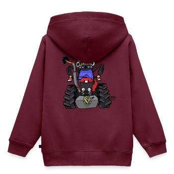 0152 Roter Traktor - Kinder Premium Organic Hoodie - Burgunderrot - Hinten - AI Model Kid Female (0cm)