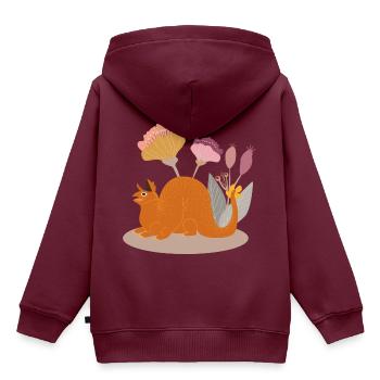 Flowerdragon - Kinder Premium Organic Hoodie - Burgunderrot - Hinten - AI Model Kid Female (0cm)