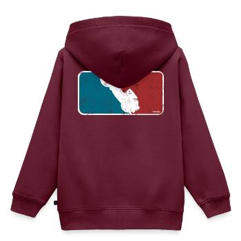 Simson Schwalbe Baseballdesign Logo - Kinder Premium Organic Hoodie - Burgunderrot - Hinten - AI Model Kid Female (0cm)