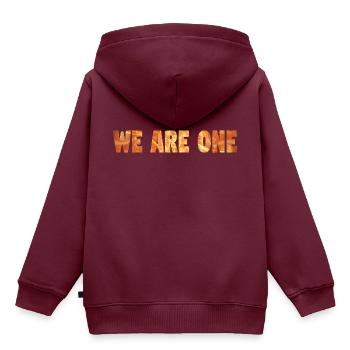 WE ARE ONE - Kinder Premium Organic Hoodie - Burgunderrot - Hinten - AI Model Kid Female (0cm)