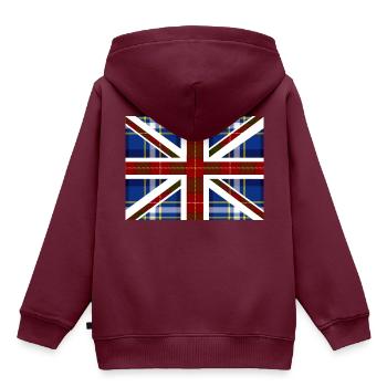 Tartan Union Jack - Kinder Premium Organic Hoodie - Burgunderrot - Hinten - AI Model Kid Female (0cm)