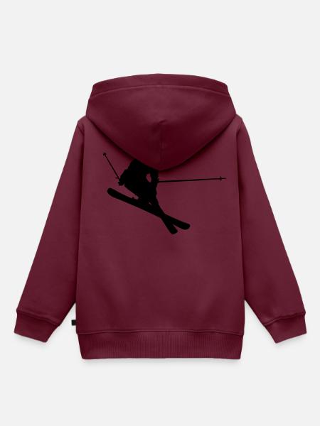Ski -Jump - Kinder Premium Organic Hoodie - Burgunderrot