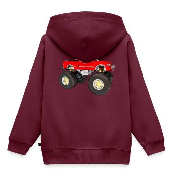 Monstertruck, Geschenk, Geschenkidee - Kinder Premium Organic Hoodie - Burgunderrot - Hinten - AI Model Kid Female (0cm)