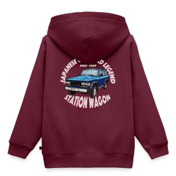 Station Wagon blau/blau - Kinder Premium Organic Hoodie - Burgunderrot - Hinten - AI Model Kid Female (0cm)