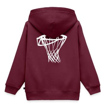 Basketball Korb - Kinder Premium Organic Hoodie - Burgunderrot - Hinten - AI Model Kid Female (0cm)