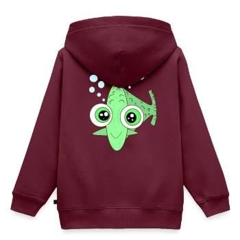 Fisch Fische Glubschaugen Comicstyle Aquaristik - Kinder Premium Organic Hoodie - Burgunderrot - Hinten - AI Model Kid Female (0cm)