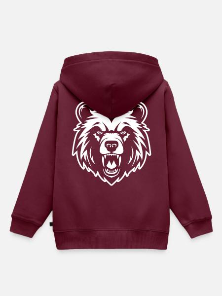 Bär Kopf - Kinder Premium Organic Hoodie - Burgunderrot