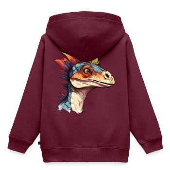 Der coolste Dino der Welt! - Kinder Premium Organic Hoodie - Burgunderrot - Hinten - AI Model Kid Female (0cm)