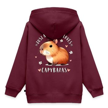 Capybaras Just A Girl Who Loves Capybaras - Kinder Premium Organic Hoodie - Burgunderrot - Hinten - AI Model Kid Female (0cm)