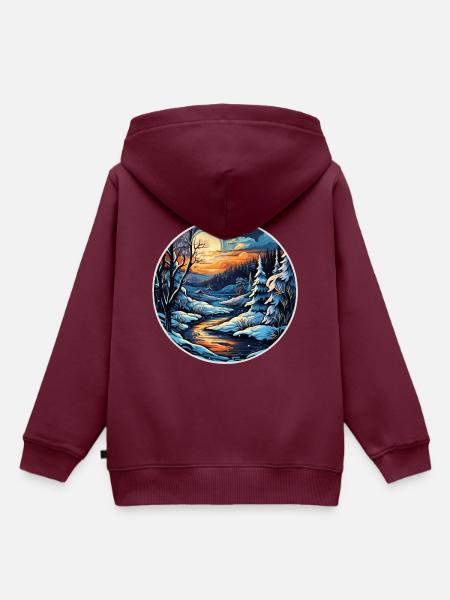Winterlandschaft - Kinder Premium Organic Hoodie - Burgunderrot