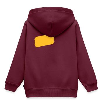 Klecks | Marker | chrabel | ausgefranste Fläche - Kinder Premium Organic Hoodie - Burgunderrot - Hinten - AI Model Kid Female (0cm)