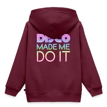 Disco made me do it Fever Nightlife Dancing Love - Kinder Premium Organic Hoodie - Burgunderrot - Hinten - AI Model Kid Female (0cm)