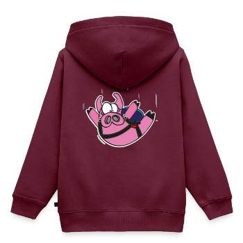 Poops "Freifall" - Kinder Premium Organic Hoodie - Burgunderrot - Hinten - AI Model Kid Female (0cm)