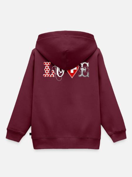 Love Suisse White - Kinder Premium Organic Hoodie - Burgunderrot