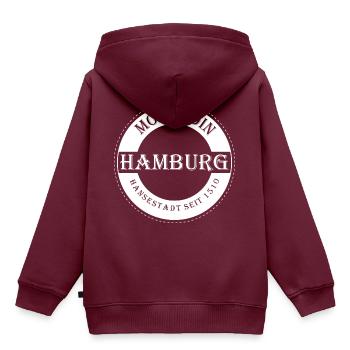 Hamburg Logo Moin Moin in Weiss - Kinder Premium Organic Hoodie - Burgunderrot - Hinten - AI Model Kid Female (0cm)